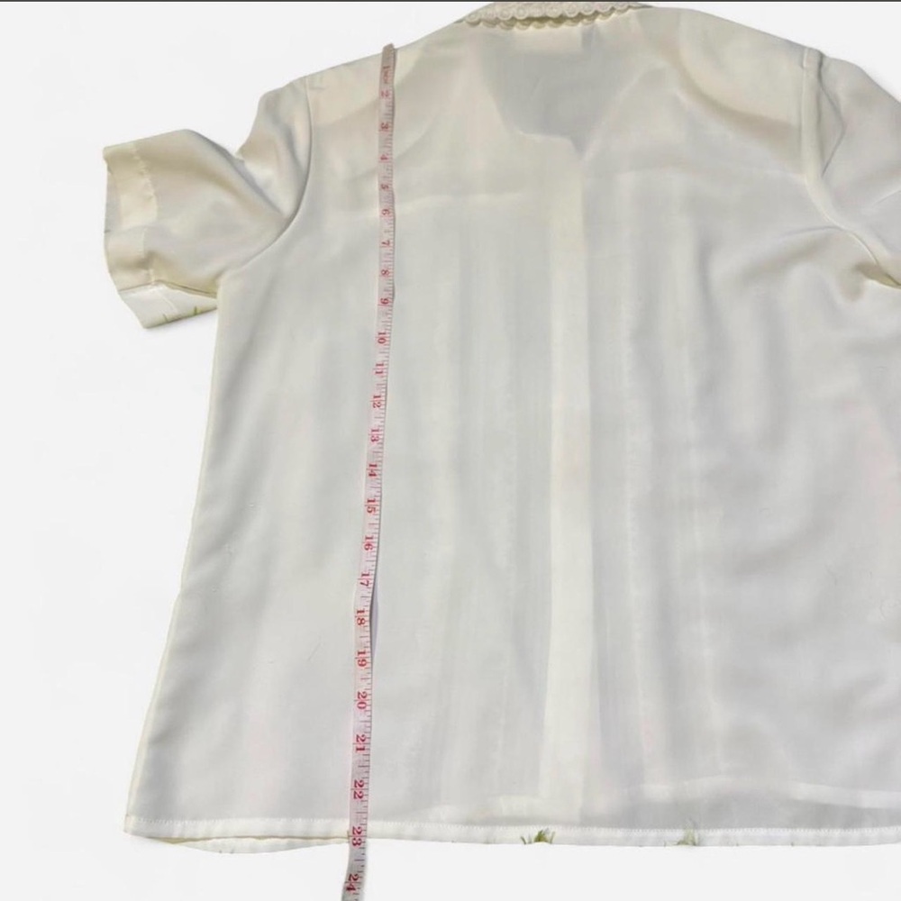 Vintage Christie & Jill white lace short sleeve button up, size 6 petite - Picture 6 of 6